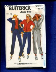 6684 BUTTERICK JANE TISE JOGGING HOODED ZIPPY  JUMPSUIT, JACKET, PANTS PATTERN 14